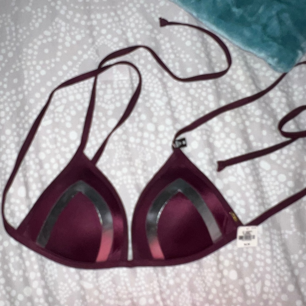 Maroon with silver line push-up bathing suit